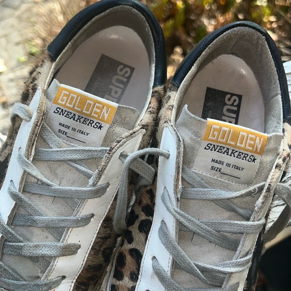 RARE GOLDEN GOOSE Sz 39 WELL LOVED Leopard print superstar sneakers, many flaws - Picture 11 of 11